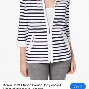 Karen Scott Striped Blazer in Navy and White
